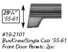 Bus, Crew/Single Cab 55-61 Front Door Panels, Two Tone**