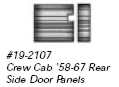 Crew Cab 58-67 Rear Side Door Panels Two Tone