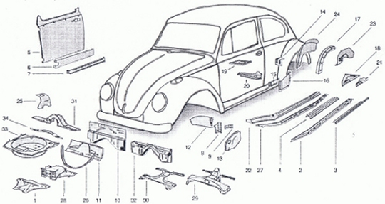 baja bug body parts