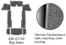 Beetle 58-64 Carpet Set, German Squareweave